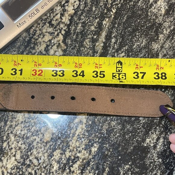 Tommy Hilfiger cowhide buffalo leather brass buckle canvas nautical belt 32/80 - Picture 14 of 16